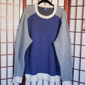 Vineyard vines wool and cashmere blend mens blue and gray crew neck sweater L